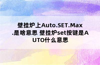 壁挂炉上Auto.SET.Max.是啥意思 壁挂炉set按键是AUTO什么意思